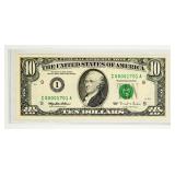Currency $10 1995 Federal Reserve Note Low #