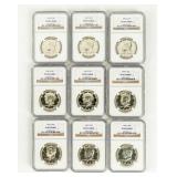 Coin (9) 1969-S Kennedy Silver Half Dollars NGC PF