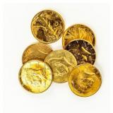 Coin (7) Gold Plated Half Dollars 90% Silver+