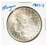 Coin 1897-S Morgan Silver Dollar in Brilliant Unc.