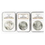 Coin (3) American Silver Eagle NGC 92, 93, 94