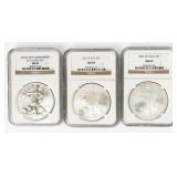 Coin (3) American Silver Eagle NGC 2007, 10, 11