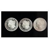Coin (3) 1 Troy Ounce Morgan Dollar Silver Round