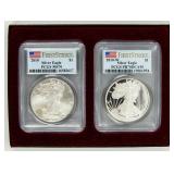 Coin (2) American Silver Eagles 2010 & 10-W PCGS