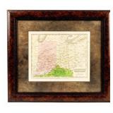 Vintage Framed Map of Ohio & Indiana