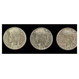 Coin (3)  Peace Silver Dollars 1922-P & S