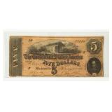 Currency 1864 $5 Confederate Note in Fine