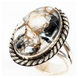 Jewelry Sterling Silver White & Black Stone Ring