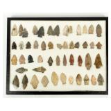 Southwest Indian Arrowheads in Riker Display 50 Pc