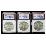 Coin (3) 2014-S American Silver Eagles IGS MS70
