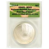 Coin 2014-P National Baseball Silver $ ANACS MS69