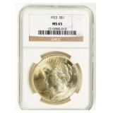 Coin 1923  Peace Silver Dollar NGC MS65
