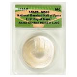 Coin 2014-P National Baseball Silver $ ANACS MS69