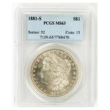 Coin 1881-S. Morgan Silver Dollar PCGS  MS63