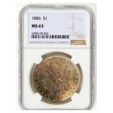 Coin 1886. Morgan Silver Dollar NGC  MS63