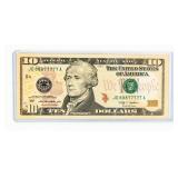 Currency 2009 Binary $10 Federal Reserve Note