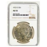 Coin 1923-S Peace Silver Dollar NGC AU55