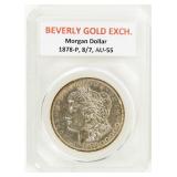 Coin 1878-P 7 over 8 TF. Morgan Silver Dollar AU55