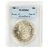 Coin 1881-S. Morgan Silver Dollar PCGS  MS63
