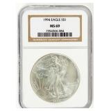 Coin 1994 American Silver Eagles NGC MS69