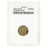 Coin 1866 Three Cent Nickel ANACS AU50 Clashed Die