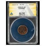 Coin 1922-D Lincoln Cent ANACS AU50 *