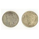 Coin (2) Peace Silver Dollars 1923-P & S