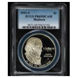 Coin 1993-S Madison Silver Dollar PCGS PR69DCAM