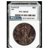 Coin 1987 Silver Eagle PCI MS70 Toned