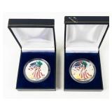 Coin (2) Colorized American Silver Eagles