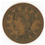 Coin 1854 United States Large Cent in Fine