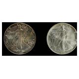 Coin (2) Silver Eagles 1987 & 1995  Brilliant Unc.