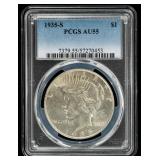 Coin 1935-S Peace Silver Dollar PCGS AU55
