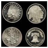 Coin (4) 1 Troy Ounce .999 Fine Silver Rounds