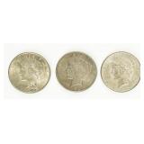 Coin (3) 1922  Peace Silver Dollars Very Good -XF