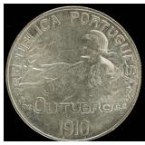 Coin 1910 Portugal 1 Escudo Silver Choice BU