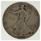 Coin 1917-D Obv. Walking Liberty Half Dollar  Fine