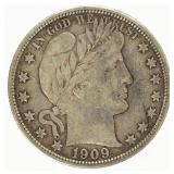 Coin 1909-S Barber Half Dollar in Extra Fine / AU