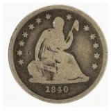 Coin 1840-O ND Seated Liberty Quarter in VG