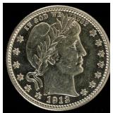 Coin 1913-D Barber Quarter in Gem Brilliant Unc.