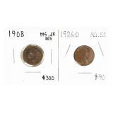 Coin 1926-D Lincoln Almost Unc. + Indian Cent