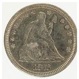 Coin 1876 Seated Liberty Quarter Almost Unc.