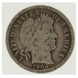 Coin 1909-D Barber Dime in Fine