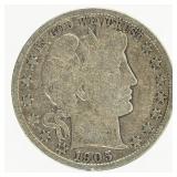 Coin 1905-S Barber Half Dollar in Very Good
