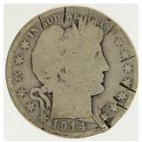 Coin 1914 Barber Half Dollar in AG*