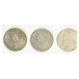 Coin  (3) Morgan Silver Dollars 1885, 87 & 1890