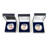 Coin (3) Colorized American Silver Eagles