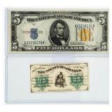 Currency 1934A  North Africa $5 + Fractional Note