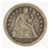Coin 1841-O Liberty Seated Dime in VG/ Fine