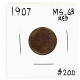 Coin 1907 Indian Head Cent in Brilliant Unc.